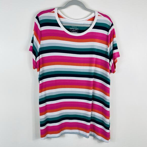 Torrid Plus Size 1X Striped Super Soft Knits Crew Neck Tee T-Shirt Top - Picture 2 of 6